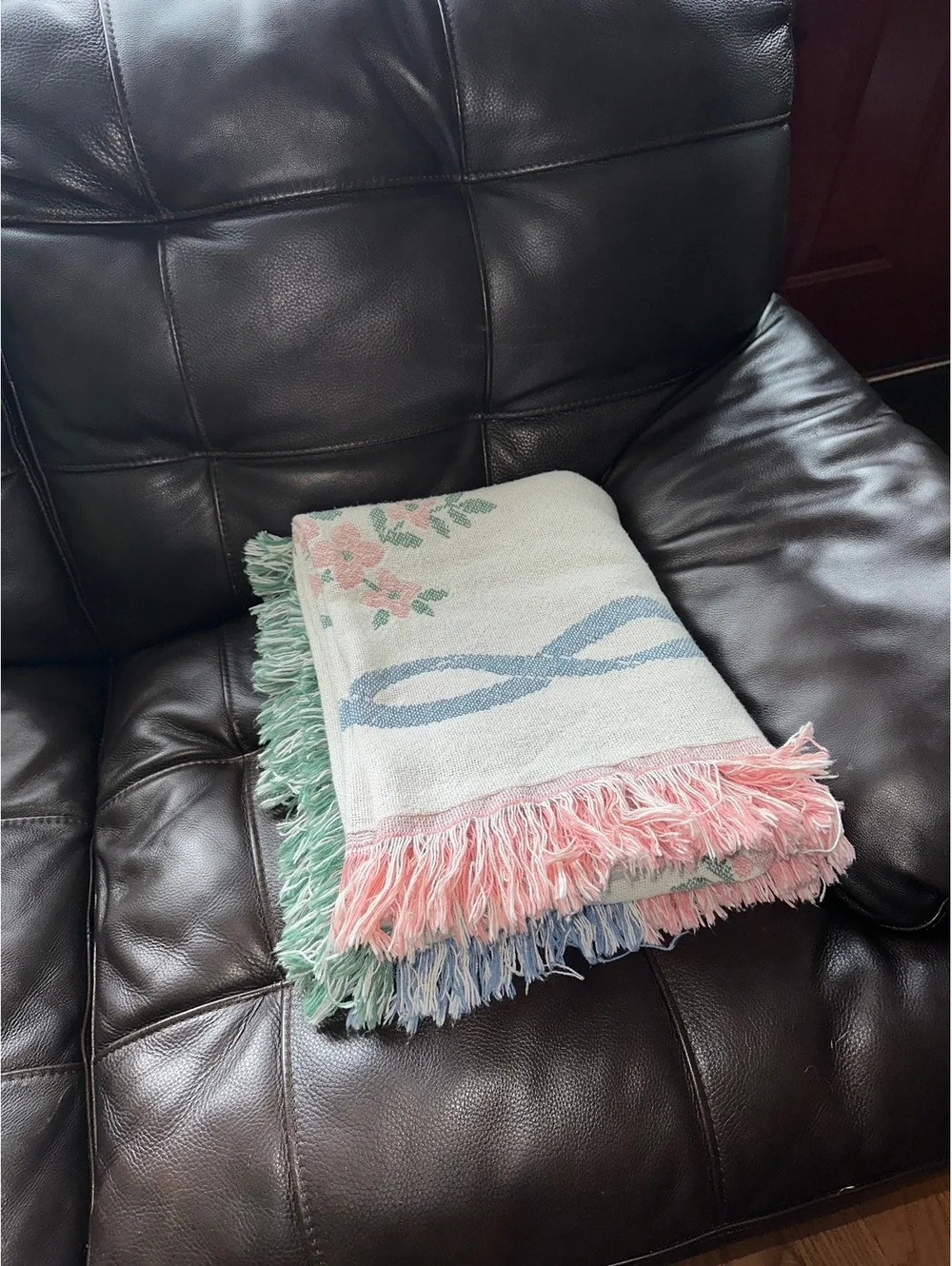 VTG Crown Crafts Fieldcrest Woven Grandmacore Throw Blanket 51 x 65